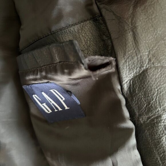 Vintage Y2K GAP Genuine Leather Blazer Jacket size M - Picture 11 of 14